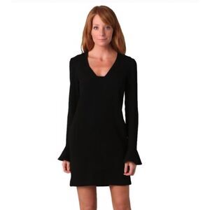 Diane Von Furstenberg DVF Chic Hazina Shift Dress U-Neck, Bell Cuffs, Black Sz 6